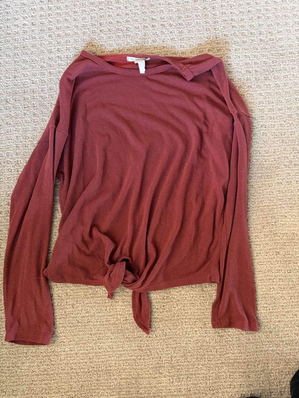 Caution To The Wind Women's Long Sleeve Tie-Front Top in Dusty Mauve